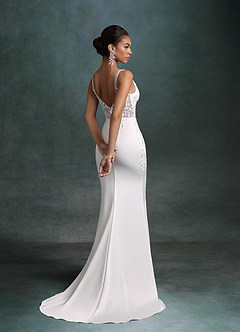 Azazie Sabrina Vestidos de novia Vestido Diamante Blanco de Satén con cara trasera de crepé de Corte Sirena image5