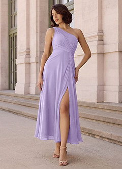 Azazie Brooke Jurken voor bruidsmeisjes Jurk van Chiffon met A-Lijn One-Shoulder Lila image2