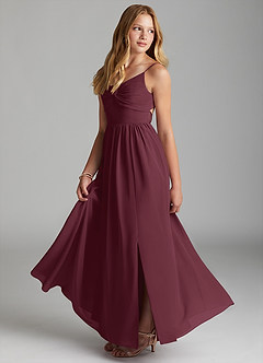 Azazie Zeya Junior A-Linie Chiffon Kleid Cabernetrot image4