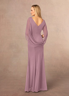Azazie Belladonna vestidos de madre de la novia Vestido de Rosa Polvorienta de Malla de Sirena con Cuello en V Plisado image4