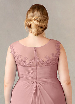 Azazie Endora Final Sale Dusty Rose A-Line Scoop Lace Chiffon Dress image11