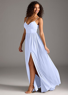 Azazie Zeya Bridesmaid Dresses Lavender A-Line Pleated Mesh Dress image1