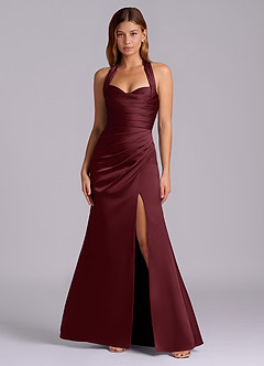 Azazie Destiny Bridesmaid Dresses Cabernet Mermaid Sweetheart Neckline Stretch Satin Dress image4
