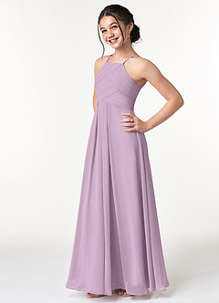 Azazie Ginger Junior Wisteria A-Line Pleated Chiffon Dress image3