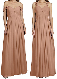 Azazie Kaitlynn Bridesmaid Dresses Champagne Rose Empire Ruched Chiffon Convertible Dress image8