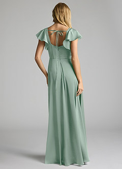 Azazie Bondi Bridesmaid Dresses Agave A-Line Bow Stretch Satin Dress image4