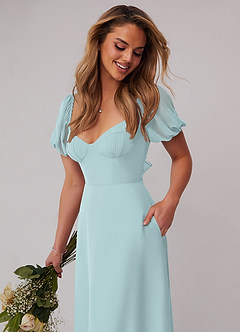 Barbie ♥ Azazie Bridesmaid Dresses Mist A-Line Pleated Chiffon Dress image4