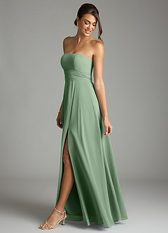 Azazie Tamira Suknie dla druhen Linia A Pofałdowany Szyfon Do ziemi Sukienka image3