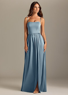 Azazie Calianna Bridesmaid Dresses Dusty Blue A-Line Off the Shoulder Stretch Satin Convertible Dress image8