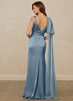 Christian Siriano Bridal for Azazie 1011 Bridesmaid Dresses Dusty Blue Mermaid Bow Stretch Satin Dress image2