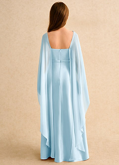 Azazie Fishie Girls Formal Flower Girl Dresses Sky Blue A-Line Matte Satin Dress image2