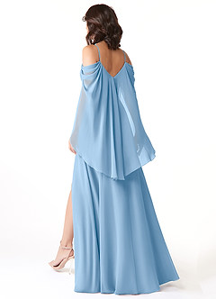 Azazie Cienna Bridesmaid Dresses Powder Blue A-Line Long Sleeve Chiffon Dress image11