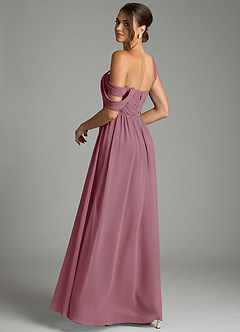 Azazie Kassandra Bridesmaid Dresses Vintage Mauve A-Line Off the Shoulder Chiffon Dress image6
