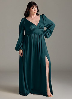 Azazie Norah Bridesmaid Dresses Pine A-Line Stretch Satin Dress image9