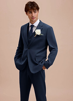 front Ethan Dark Navy Refined Weave 3-piece Suit