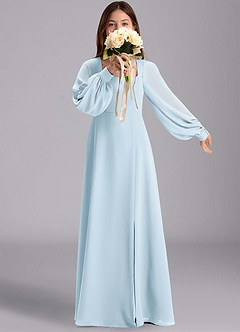 Azazie Bondi Junior Robe Trapèze en Mousseline de soie Blouson Bleu Ciel image1