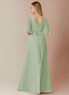 Azazie Cierra Bridesmaid Dresses Dusty Sage A-Line V-Neck Chiffon Dress image2