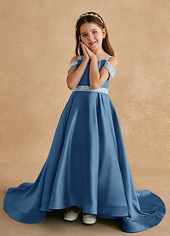Azazie Jodi Flower Girl Dresses Twilight A-Line Matte Satin Dress image5