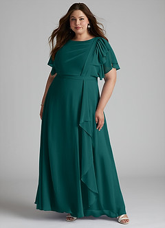Azazie Aaliyah Modest Bridesmaid Dresses A-Line Scoop Pleated Chiffon Floor-Length Dress image6