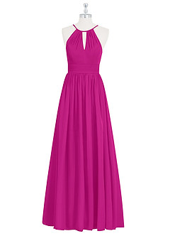 Azazie Cherish Bridesmaid Dresses Fuchsia A-Line Pleated Chiffon Dress image6