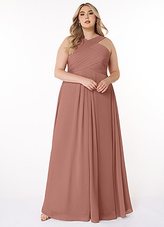 Azazie Kaleigh Bridesmaid Dresses Cedar Rose A-Line Pleated Chiffon Dress image7