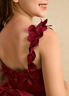 Azazie Tweety Flower Girl Dresses Burgundy A-Line Lace Tulle Dress image7