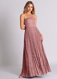 Azazie Mariana Bridesmaid Dresses Dusty Rose A-Line Strapless Floral Burnout Convertible Dress image4