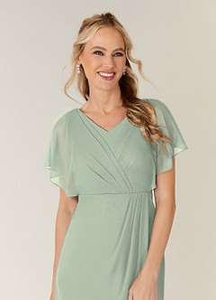 Azazie Waverly Mother of the Bride Dresses Dusty Sage Sheath Pleated Mesh Dress image5