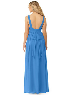 Azazie Kora Bridesmaid Dresses Blue Jay A-Line Pleated Chiffon Dress image2