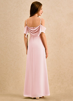 Azazie Pippy Girls Formal Robe Demoiselle D'honneur Fillette Robe Trapèze en Mousseline de soie Encolure en Forme de Cœur Rose Pâle image6