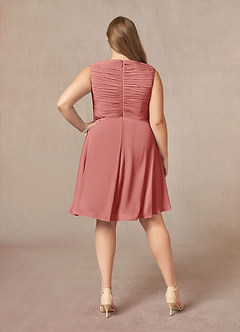 Azazie Theron Mère de la mariée Robes Robe Trapèze en Mousseline de soie Col V plissé Antique Rose image7