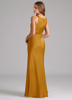 Azazie Allettie Bridesmaid Dresses Butterscotch Mermaid Stretch Satin Dress image2