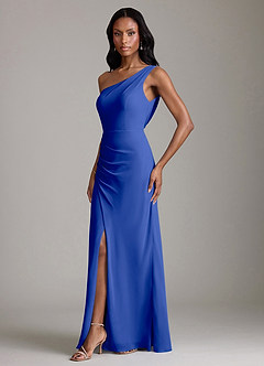 Azazie Madelyn Bridesmaid Dresses Royal Blue Mermaid One Shoulder Chiffon Convertible Dress image4