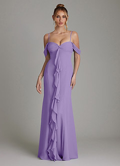 Azazie Karmela Bridesmaid Dresses Tahiti A-Line Off the Shoulder Chiffon Dress image4