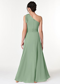Azazie Cleo Junior Abito A-Line in Chiffon Plissettato Matcha image2