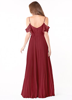 Azazie Lyney Final Sale Pomegranate A-Line Off the Shoulder Chiffon Dress image2