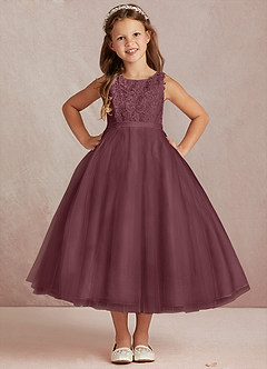 Azazie Calla Flower Girl Dresses Sangria Ball-Gown Lace Tulle Dress image2