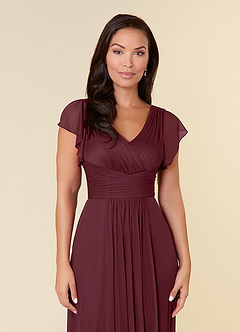 Azazie Reneya Mother of the Bride Dresses Cabernet A-Line Pleated Mesh Dress image5