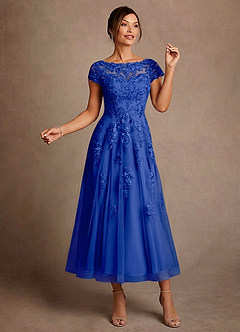 Azazie Jolanda Moeder van de bruid jurken A-Lijn Jurk van Kant Koningsblauw image3