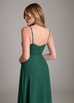 Azazie Terese Bridesmaid Dresses Emerald A-Line Pleated Chiffon Dress image7