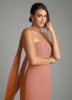 Azazie Saylor Vestidos de damas de honor Vestido de Mai Tai de Gasa de Corte Sirena con Sin tirantes image2