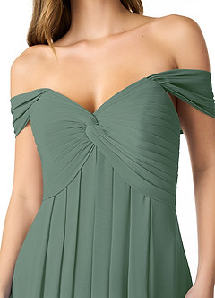 Azazie Kaitlynn Bridesmaid Dresses Eucalyptus Empire Ruched Chiffon Convertible Dress image4