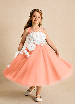 Azazie Dovey Flower Girl Dresses Sunset Ball-Gown Bow Tulle Dress image4