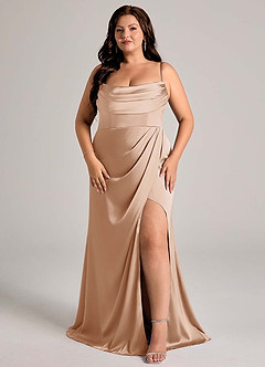 Azazie Johana Vestidos de damas de honor Vestido de Rosa Inglesa de Satén Elástico de Corte Sirena Convertible con Vestidos sin tirantes image15