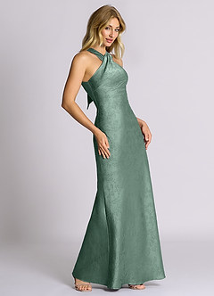 Azazie Doretta 신부 들러리 드레스 쉬스 주름진 자카드 바닥 길이 드레스 image5