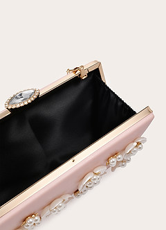front Pearl Floral Flat Clutch