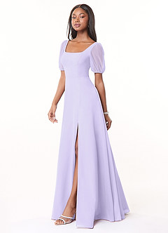 Azazie Alani Bridesmaid Dresses Lilac A-Line Square Neckline Chiffon Dress image3
