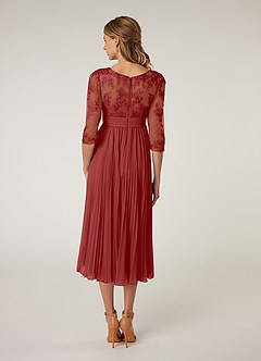 Azazie Tutu Mother of the Bride Dresses Rust A-Line Boatneck Lace Chiffon Dress image2
