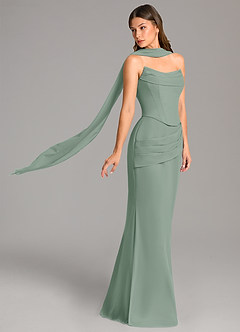 Azazie Sorrel Bridesmaid Dresses Silver Sage Mermaid Corset Chiffon Dress image3
