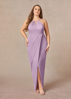 Azazie Hadid Final Sale Wisteria Sheath Pleated Mesh Dress image7